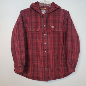 Ariat Rebar Flannel Hooded Shirt Jacket Rose Plaid Womens XXL Utility Outdoor